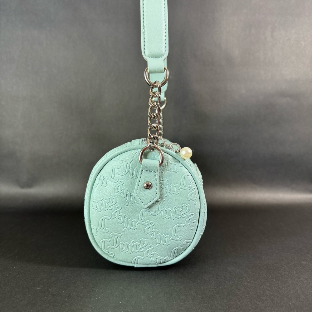 Juicy Couture YK2 String Of Pearls Roll Bag Pastel Turq - Rhinestone logo - Picture 3 of 8